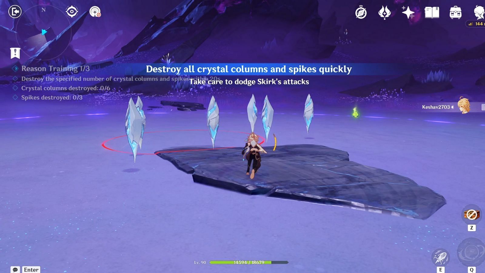 Reason Training in Skirk's SQ (Image via HoYoverse)